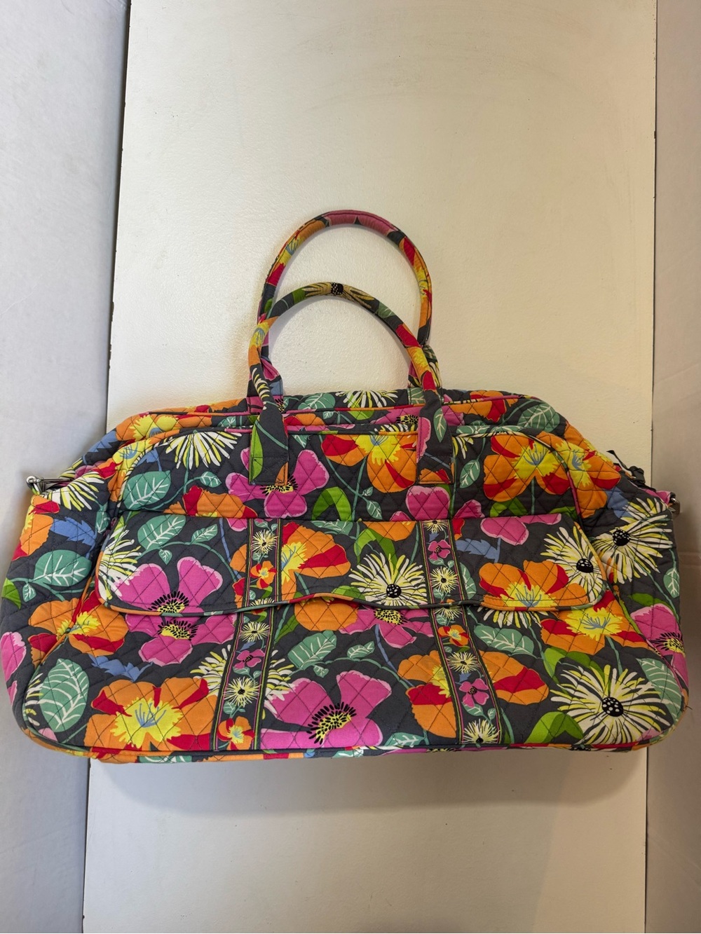 Vera Bradley Jazzy Blooms large quilted duffle